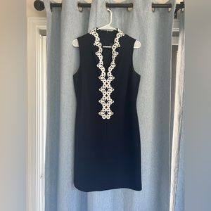 Vince Camuto size 12 navy dress with white trim.